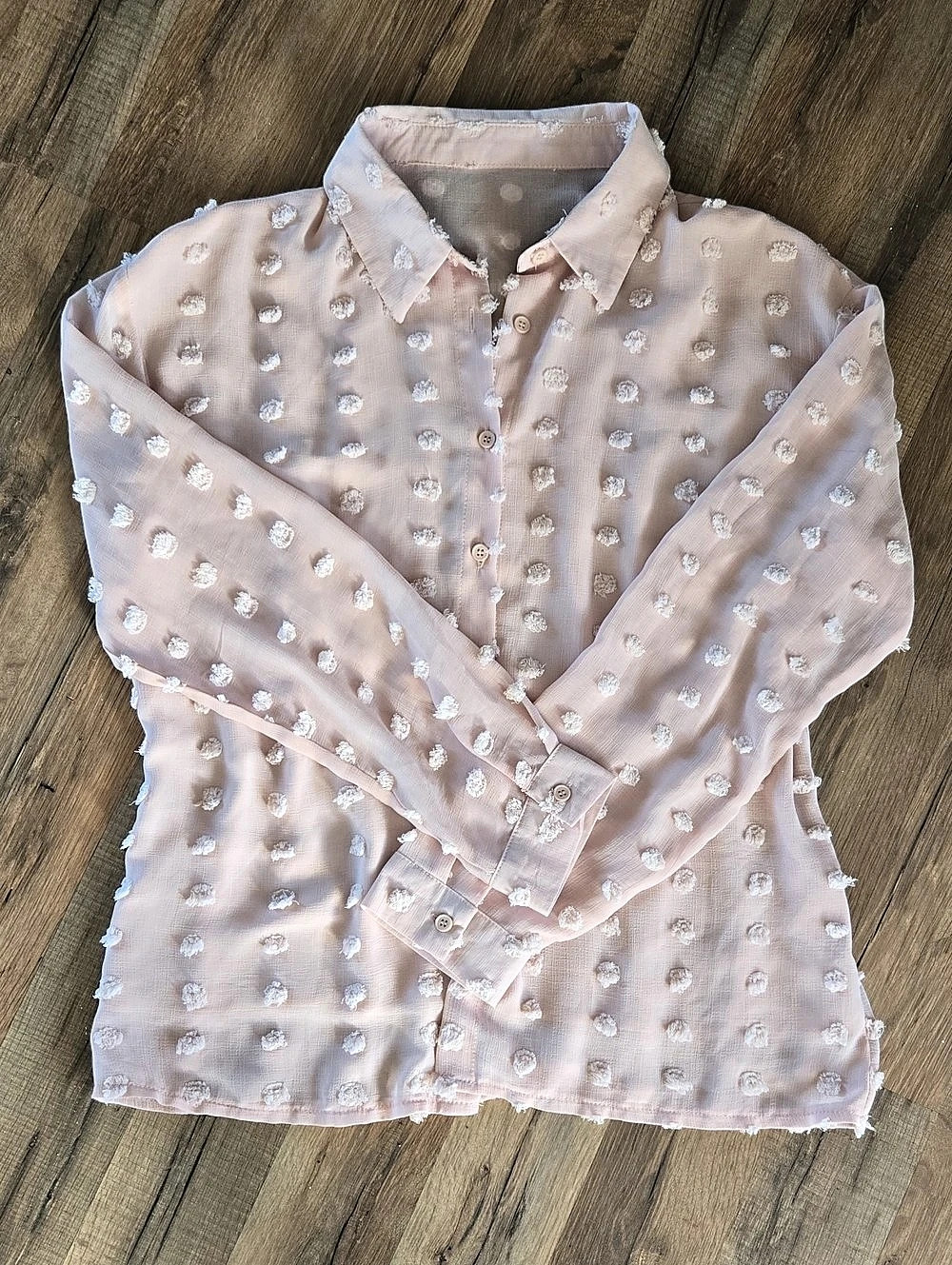 Textured Button Down Shirt in Pale Pink Like New